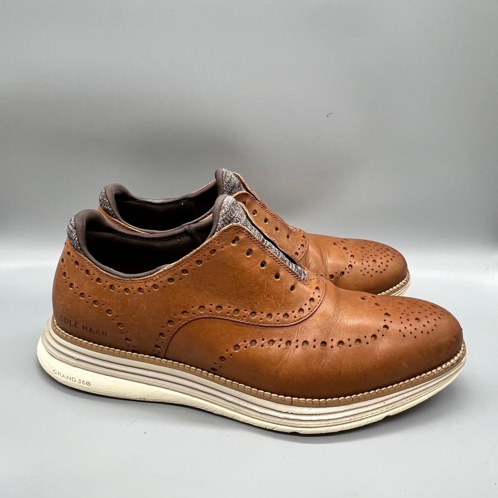 Cole Haan Oxford Shoes Mens 10.5 Tan Leather Brogue Wingtip Grand 360 Comfort